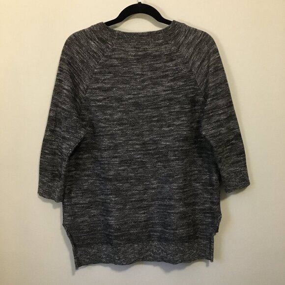 Lord & Taylor Salt and Pepper Cotton Blend Fringed Sweater - Large - Picture 2 of 16